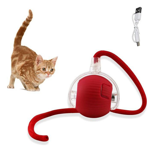 Juguete Interactivo Pelota Automática Para Gato Recargable Rojo