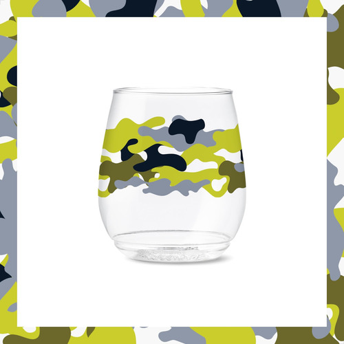 Tossware Pop Serie Vino Camo De 14 Oz, Juego De 6, Vasos Imp