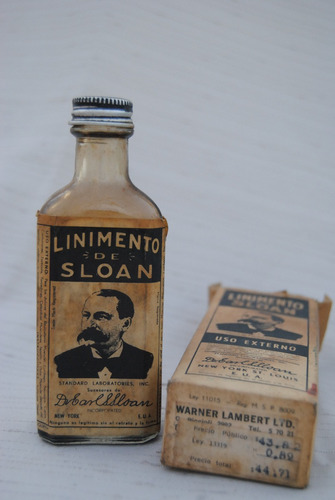 Antiguo Frasco Botella Linimento De Sloan Locion Vintage