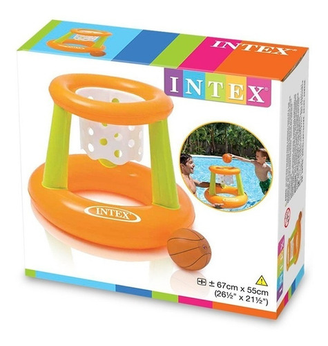 Aro Cesta Canasto De Basket Con Pelota Inflable Intex 