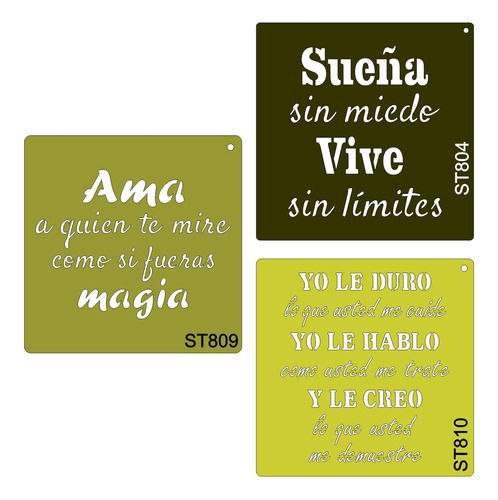 Pack 3  Stencils Frases Originales 20 Cm