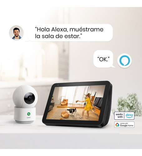 Cámara de seguridad interiores para seguridad hogar Cámara De Vigilancia Wi-Fi 4MP Detección de movimiento y notificaciones y Sonido Audio bidireccional compatible con Google y Alexa AOSU