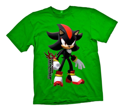 Polera Shadow Sonic Negro Para Niños Estampado Dtf 001