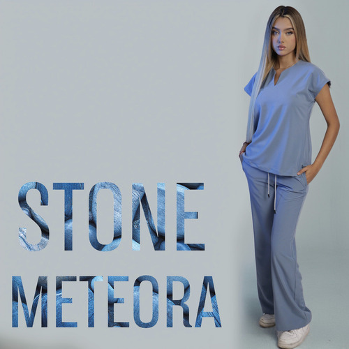 Uniforme Quirúrgico Meteora Cuello Mao Azul Acero Lisa M