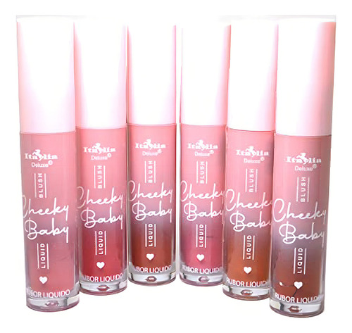 Set de 6 rubores mate suaves cheeky baby italia deluxe