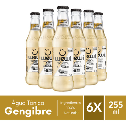 Tônica Ginger Orgânica Wewi Pack Com 6 Garrafas 255 Ml