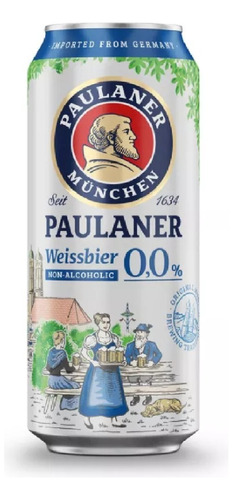 Cerveja Paulaner Weissbier 0,0% Alem Zero Alcool Lata 500ml