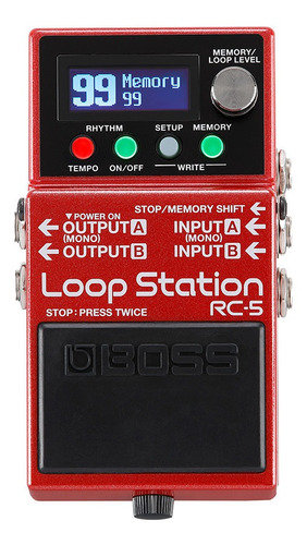 Pedal De Efecto Boss Rc5 Loop Station Boss Rc5 Color Rojo
