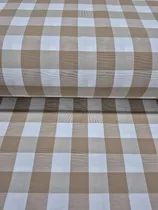 Comprar Tela Por Metro Escocés Cuadrillé Alg Y Pol 1.5m De Ancho Beige Y Blanco Cuadrillé