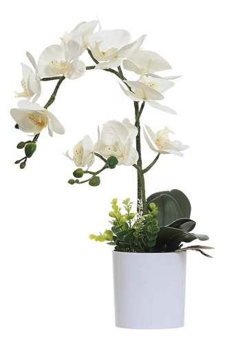 Omygarden Flores Artificiales De Orqudea Blanca En Maceta, F