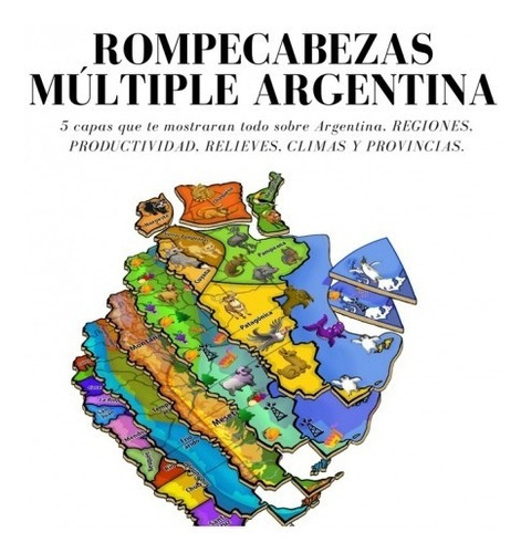 Imagen 6 de 6 de Juego Aprendizaje Rompecabeza Argentina 5 Capas