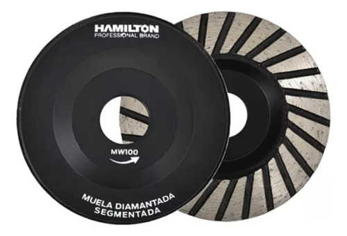 Disco Diamantado Muela Segmentada 100mm Hamilton Mw100 Color Gris y Negro