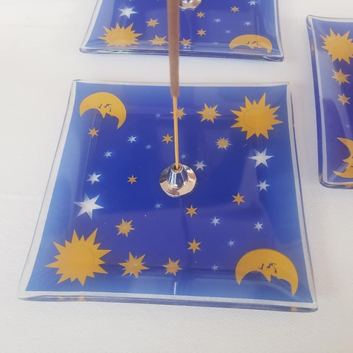 Incensário Celeste Em Vidro 7x7 Cm