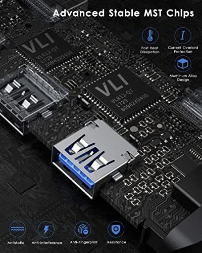 Hub Usb C Dual Hdmi, Adaptador Usb C A Monitores Duales A Do