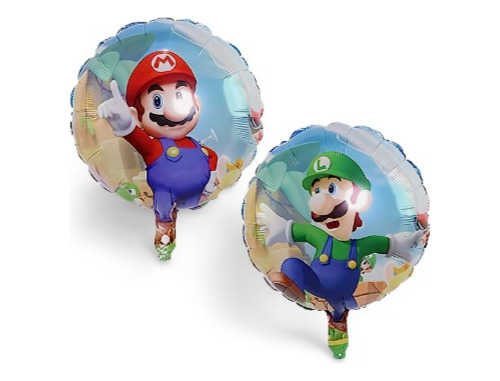 Pack X 10 Globos Metalizados De Super Mario De 18 Pulgadas