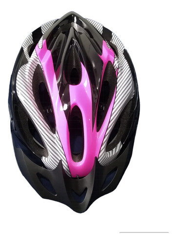 Casco De Bicicleta Mtb Mod. Aerodinamico Graduable Ventilado Color Negro-rosa Talla Unica Graduable