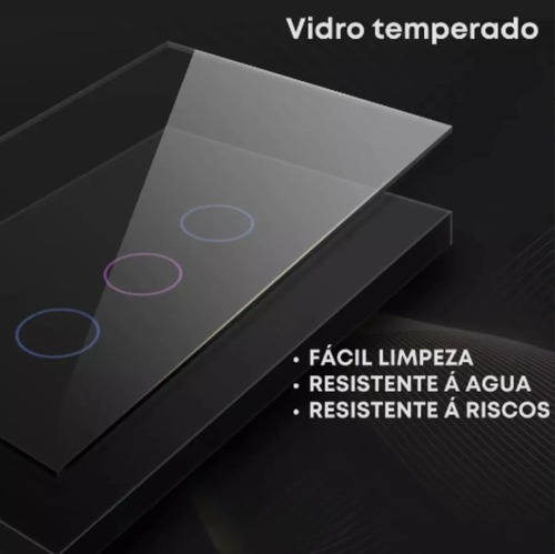 Interruptor Zigbee Inteligente 3 Botões Smart Touch Alexa Ek Preto