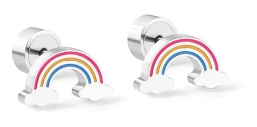 Aros Para Niña Diseño Arcoiris, Cerradura Tope