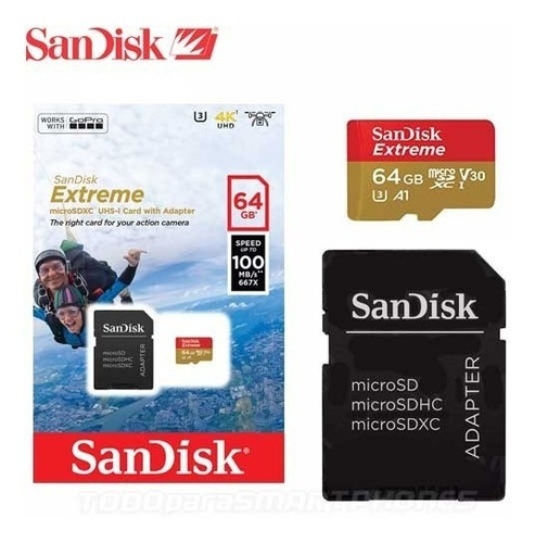 Micro Sd Sandisk Extreme 4k *clase 10 64 Gb *itech