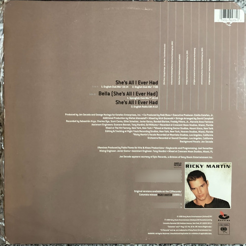 Vinilo She's All I Ever Had Ricky Martin Che Discos (Usado)