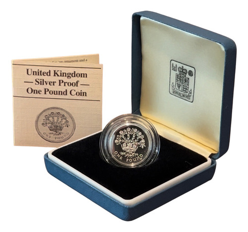 Moeda De Prata Inglaterra £1 1986 Linho Estojo E Certificado