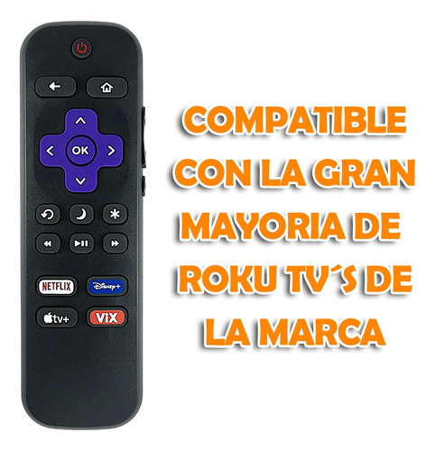 Control Compatible Con Tcl Roku Tv Smart 4k Vix + Funda Pila