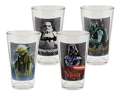 Vandor 99179 Star Wars 4 Pc 16 Oz Cristal Conjunto, Multicol