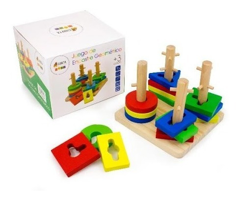 Juego De Encastre Geometrico Didactico Madera Motricidad 