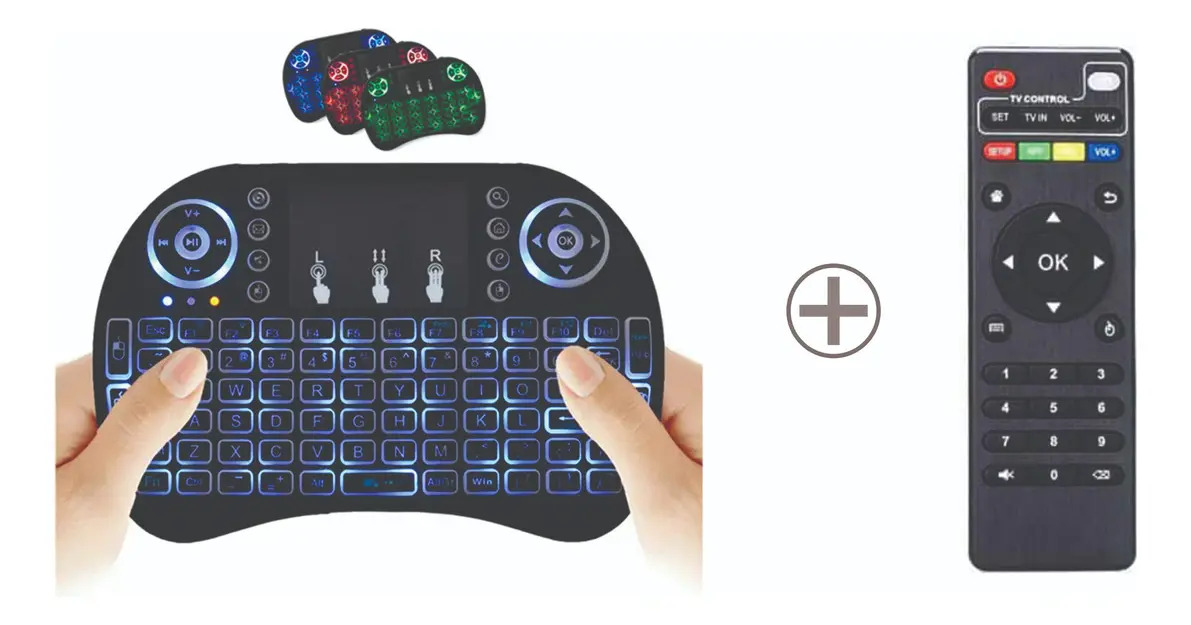 Controle Remoto e Mini Teclado Wireless Universal para TV Box