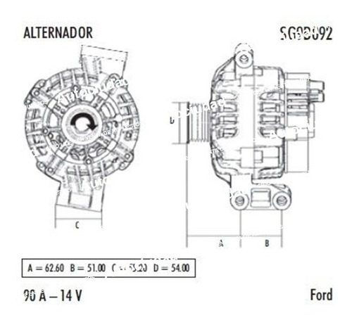 Alternador Ford Focus 1.6 Flex Zetec Ficha 2 Pines Valeo