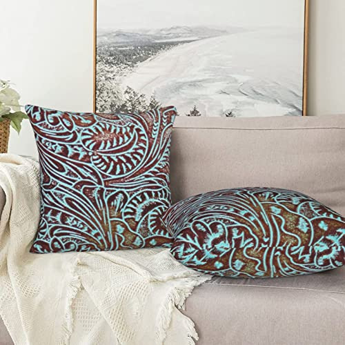 Mahito Set Of 2 Throw Pillow Cover Southwestern Aqua Brown T
