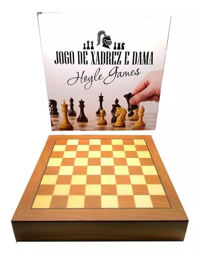 Jogo de xadrez e dama tabuleiro oficial em madeira com gaveta 39 X