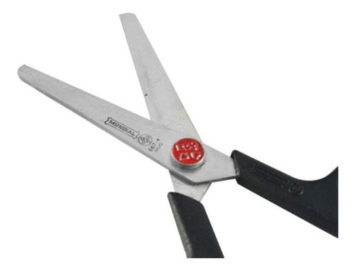 Imagem 4 de 10 de Tesoura Escolar Multiuso Inox Mundial Ponta Vermelha 11cm