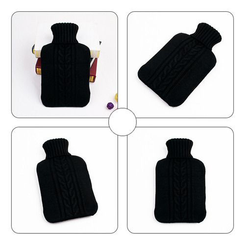 Funda Tejida Negra Para Botella De Agua Caliente, 2 Litros,