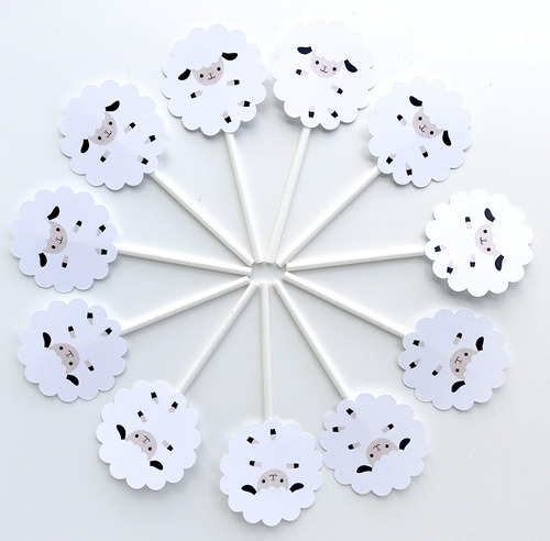 Little Sheep Cupcake Toppers 12 Pcs, Little Lamb Cake Picks