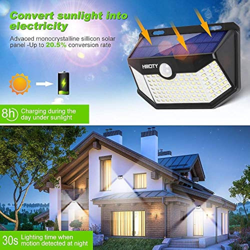 Hmcity Luces Solares Al Aire Libre 120 Led Con Reflector De 