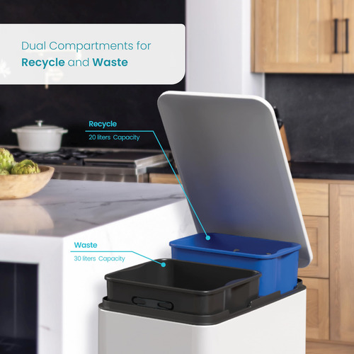 Basurero De Cocina 50 Litros Acero Inoxidable Con Forro Dobl