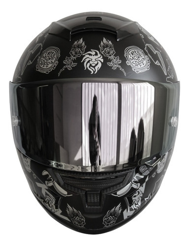 Casco Para Moto Kov Aircut Smash Plata Negro Mica Plata