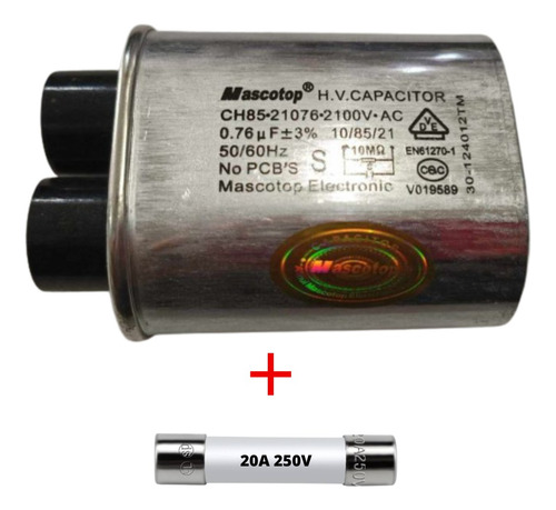 Capacitor Microondas 0.76 Uf 2100v Con Fusible 20a 250v