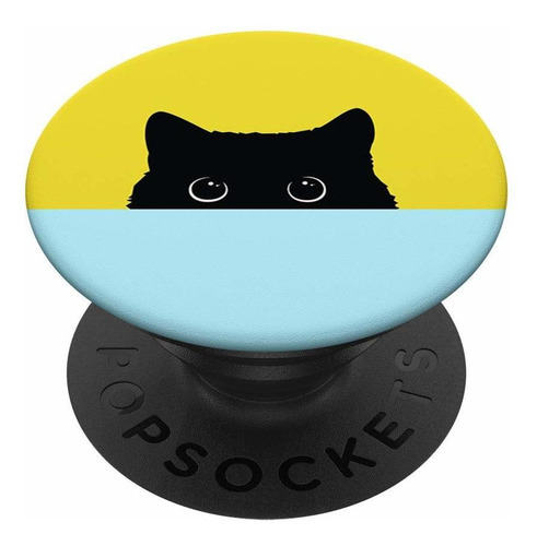 Peekaboo Black Kitty Cat  Gato Divertido Popsockets Grip