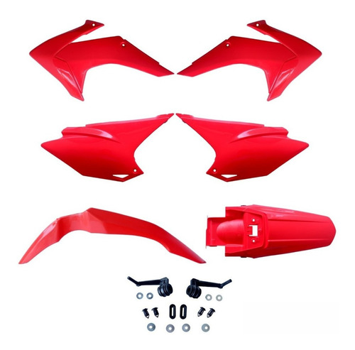 Kit Plástico Crf230 2015 2016 2017 Avtec Vermelho Branco