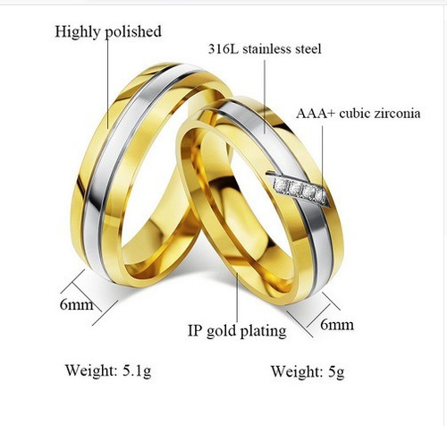 Anillo Elegante De Acero - Compromisos , Matrimonio