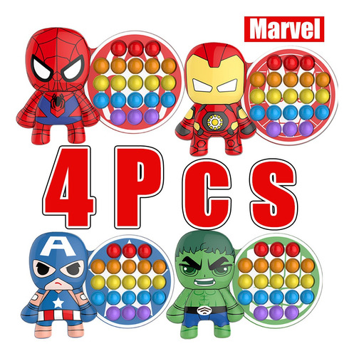 4 Piezas Fidget Bubble Toys Marvel Superhero Antiestrés Pop 