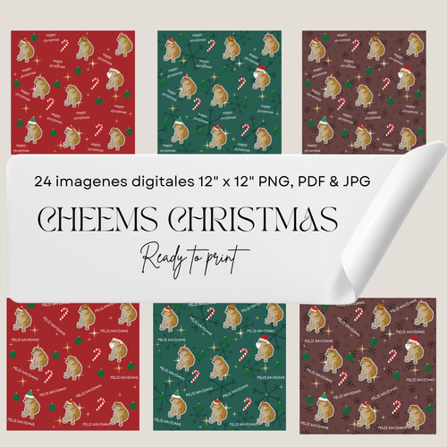 Kit Envolturas Navideñas Cheems Papel Digital Navideño Pdf