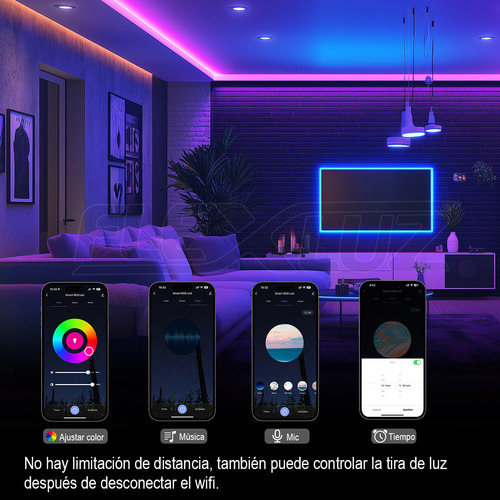 Flexluz Tiras De Neon Led Flexible Rgb WIFI 20M IP68 Compatible con Asistente de Voz Alexa, Google Home y Siri Conexión Estable Control Remoto Sin Límites Bar Habitación Gaming Fiesta Decoración