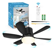Comprar Goxawee® Ventilador De Techo Con Control Remoto De Lampara Ventiladores 6 Aspas De Ventilador 30w Ventilador De Techo Con Luz