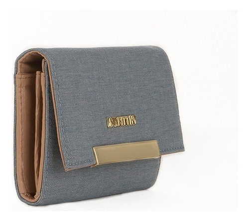 Billetera Rafitthy Mujer Eco Cuero C/tarjetero Y Correa Color Azul Claro Diseño De La Tela Lisa