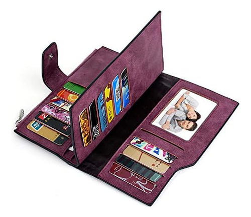 Uto Cartera Rfid Para Mujer Pu Cuero Mate Tarjetero Organiza
