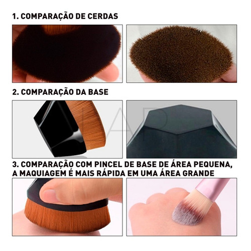 Pincel Mágico Hexagonal Base Maquiagem Tiktok Flawless Brush Cor Preto