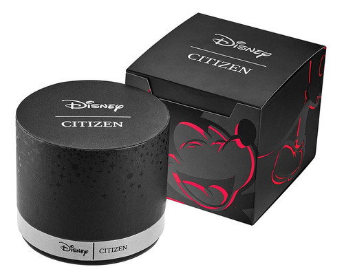 Reloj Citizen 61560 Bv1130-03w Unisex Mickey Mouse Shadow Color de la correa Negro Color del bisel Plateado Color del fondo Blanca